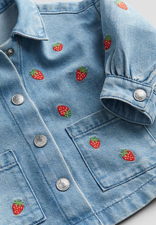 H&M - Embroidered denim shacket - blue