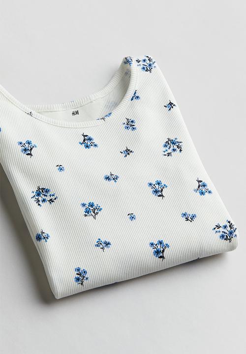 H&M - Ribbed jersey top - white
