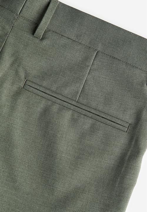 H&M - Slim fit suit trousers - green/grey