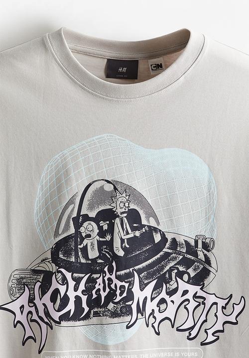 H&M - Loose fit T-shirt - light greige rick and morty