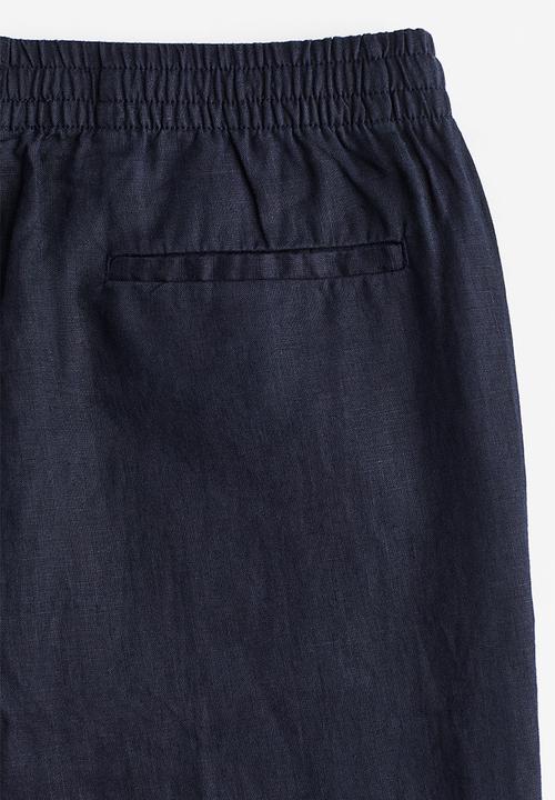 H&M - Regular fit linen trousers - navy blue 