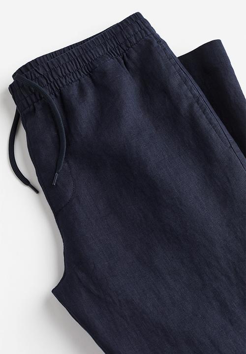 H&M - Regular fit linen trousers - navy blue 