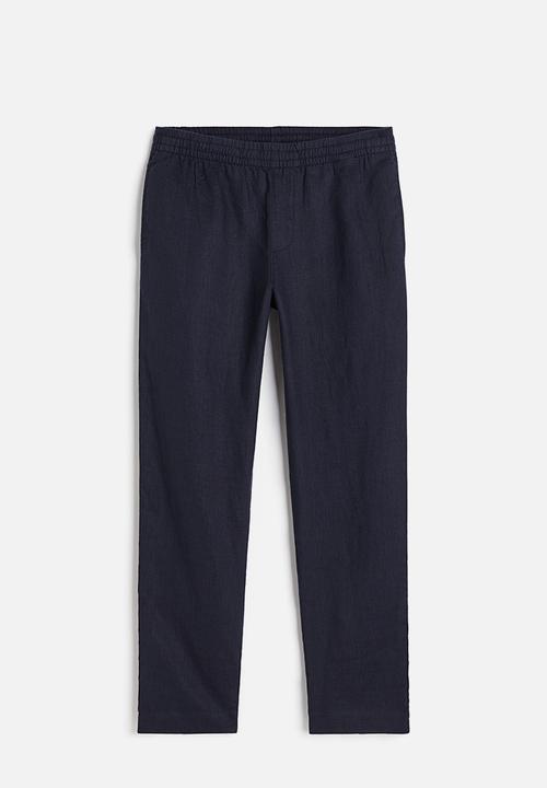 H&M - Regular fit linen trousers - navy blue 