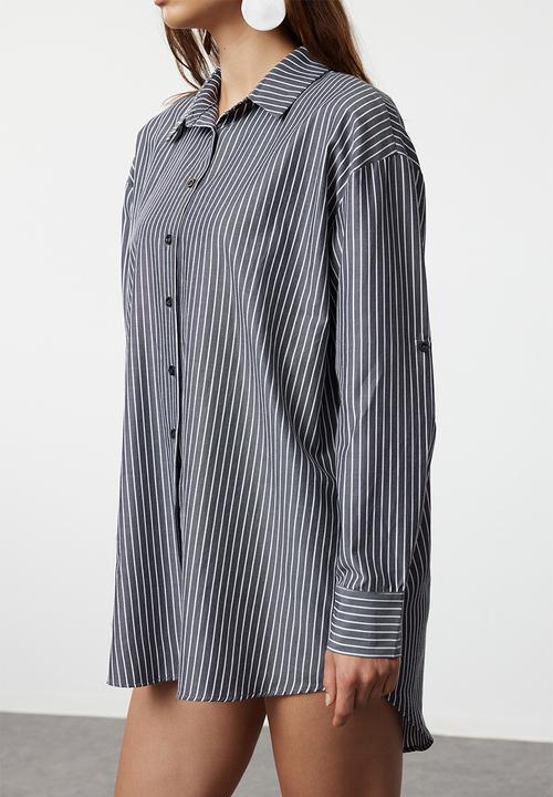 Trendyol - Striped woven shirt - black