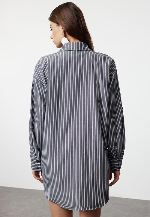 Trendyol - Striped woven shirt - black