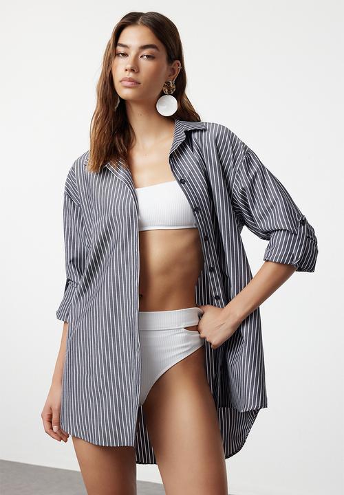 Trendyol - Striped woven shirt - black