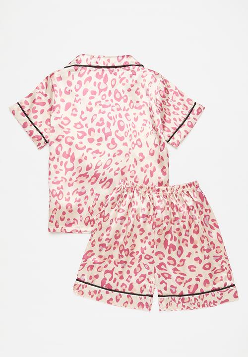 Pop Candy - Leopard print piping pj set - pink