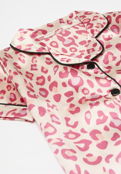 Pop Candy - Leopard print piping pj set - pink