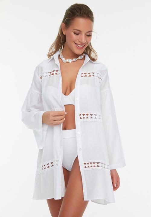 Trendyol - 100% Cotton Shirt with White Woven Stripe Accessories