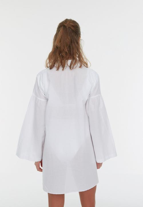 Trendyol - 100% Cotton Shirt with White Woven Stripe Accessories