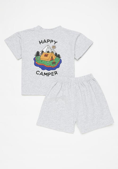 Pop Candy - Happy camper top and bottom set - grey