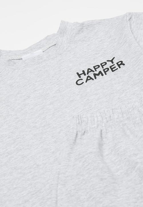 Pop Candy - Happy camper top and bottom set - grey