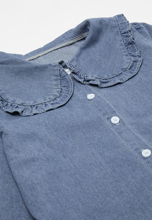 Pop Candy - Perter pan collar shirt and short set - blue