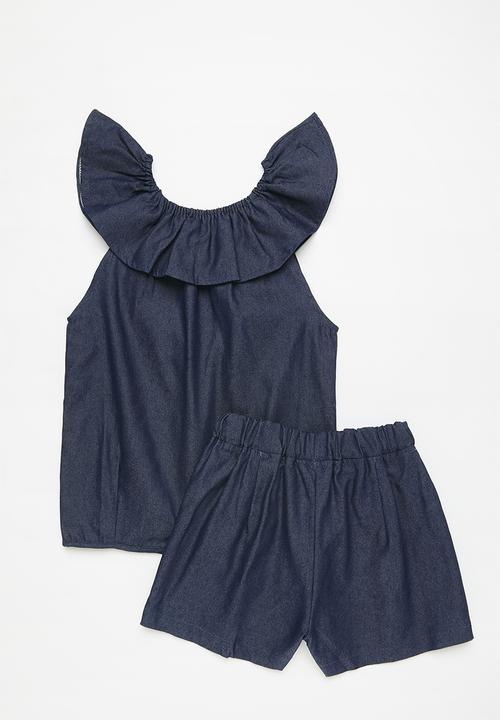 Pop Candy - Denim top and short set - light blue