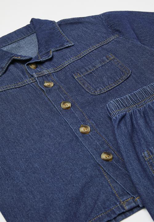 Pop Candy - Denim shirt & short set - dark blue