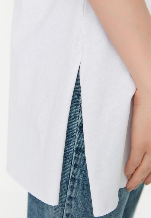 Trendyol - 2-Pack Slit Detailed Crew Neck Basic Knitted T-Shirt - Navy Blue-White