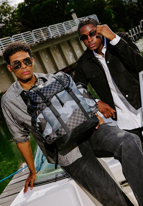 Sprayground - Split up camo Monte Carlo backpack - black & grey