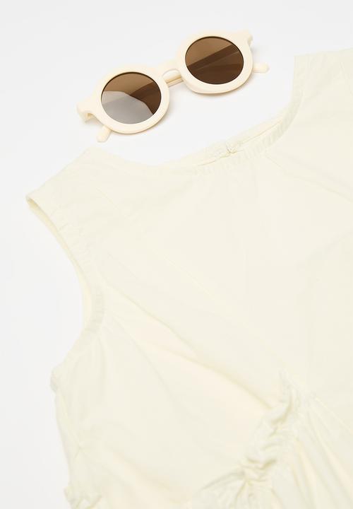 Pop Candy - Ruched pockets dress - white