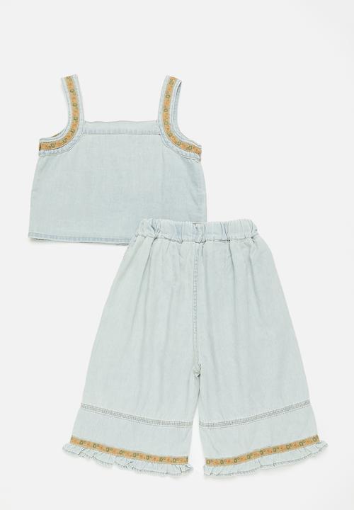Pop Candy - Denim top & bottom set - light blue