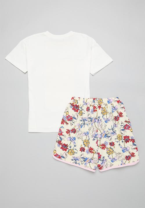 Pop Candy - Printed crew neck tee & short set - multi