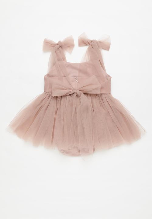 Pop Candy - Bow décor mesh dress - pink
