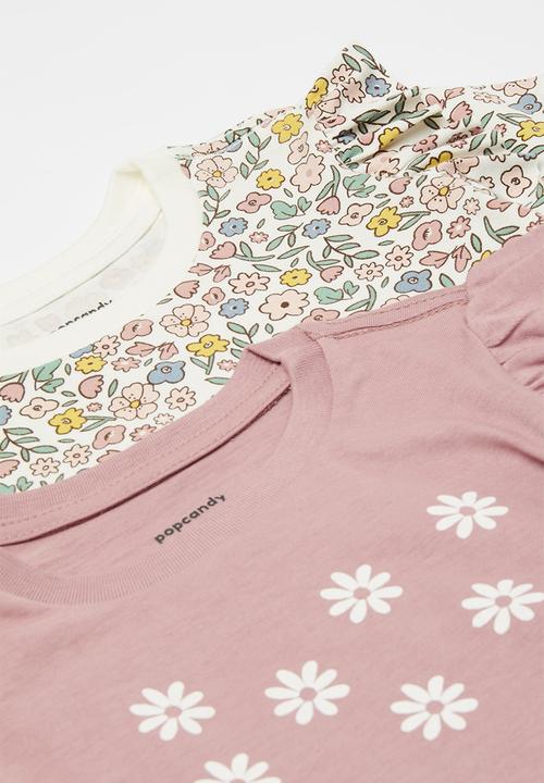Pop Candy - 2 Pack tee-pink & grey