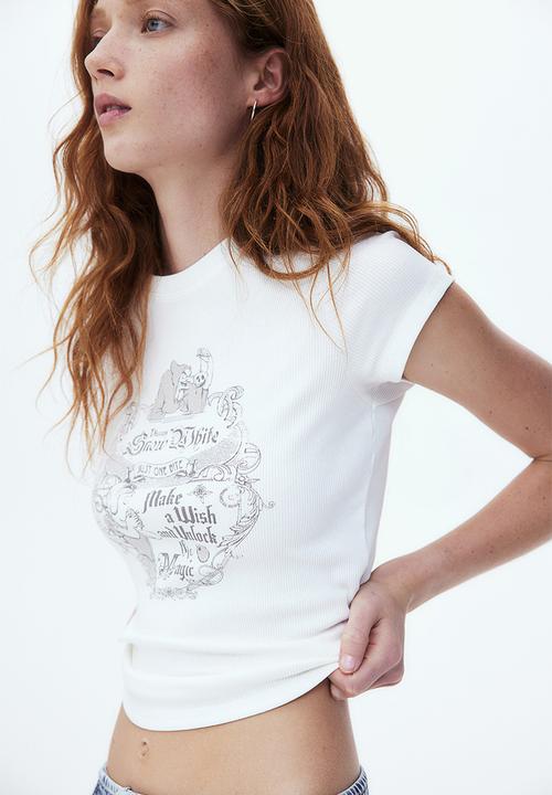 H&M - Printed T-shirt - cream snow white