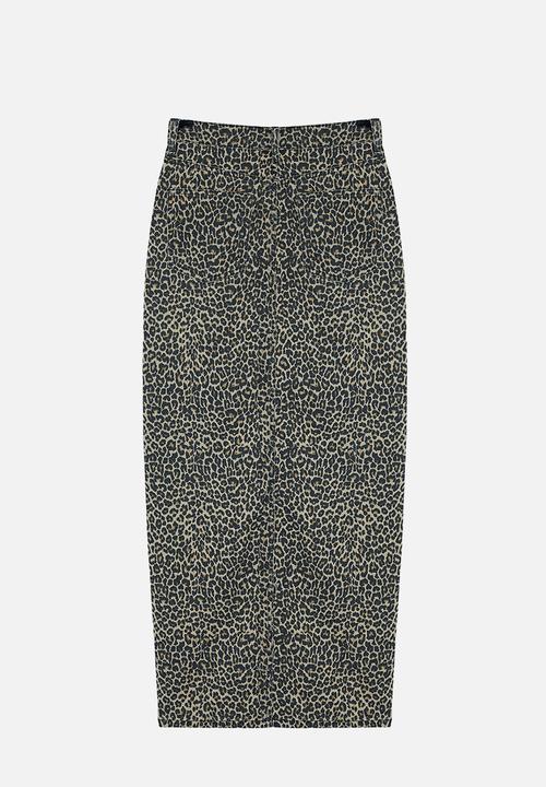 Trendyol - Patterned maxi denim skirt - leopard 