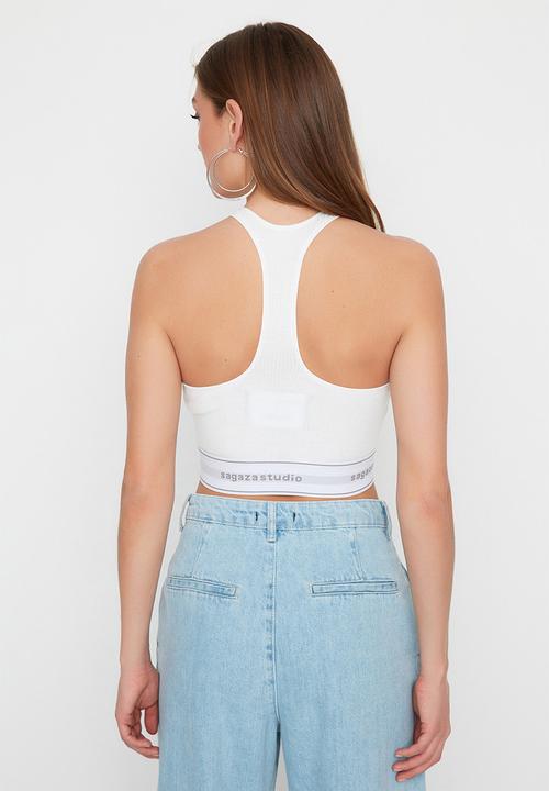Trendyol - Sagaza studio white metal accessory detailed knitted bustier