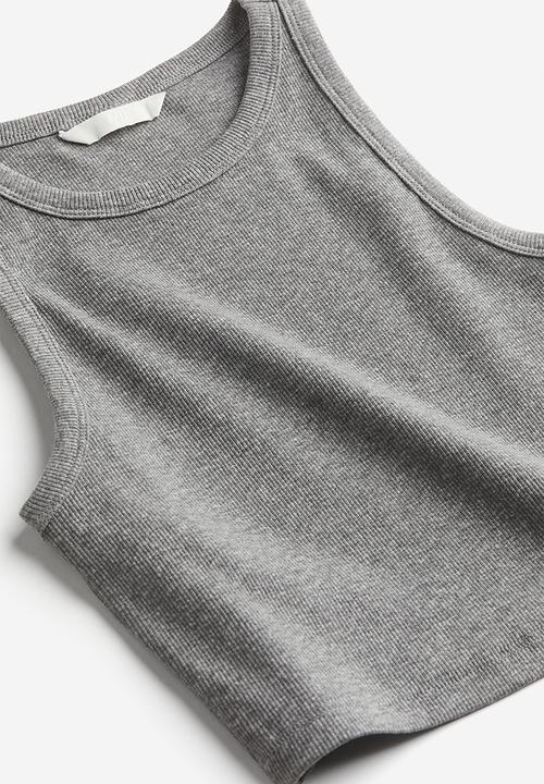 H&M - Cropped vest top - grey marl