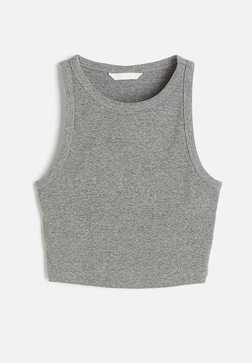 H&M - Cropped vest top - grey marl