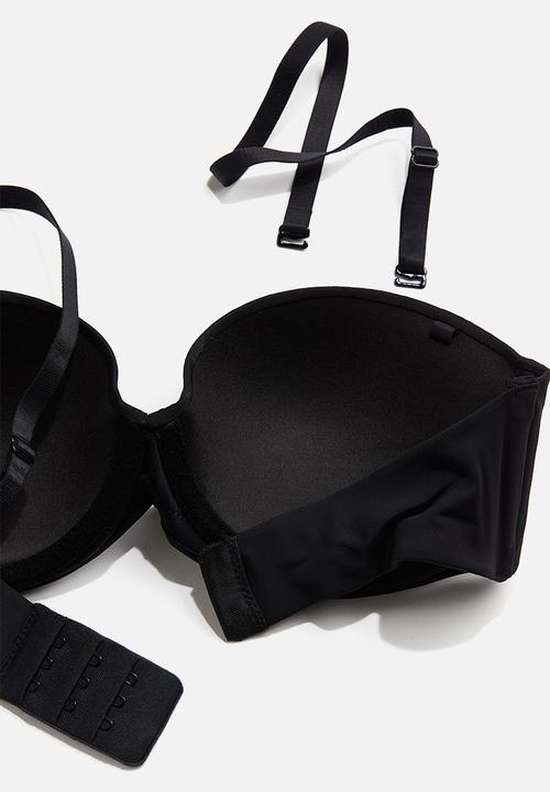 H&M - Padded microfibre balconette bra - black