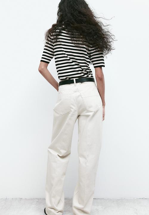 H&M - Fine-knit top - cream & black striped 