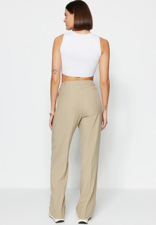 Trendyol - Limited Edition Mink Straight/Straight Cut Pleated Woven Trousers