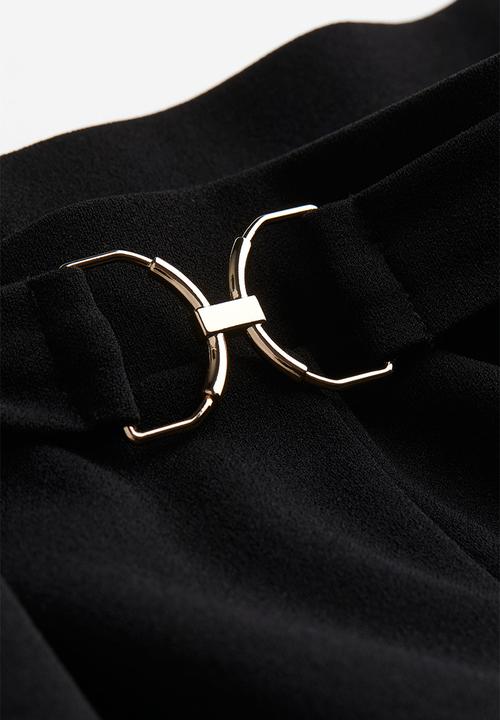 H&M - Buckle-detail tailored trousers - black