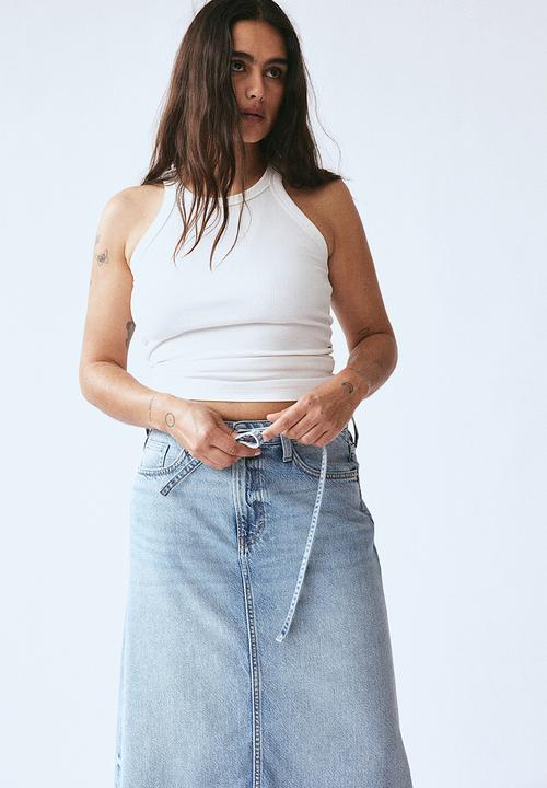 H&M - Feather soft denim skirt - light denim blue