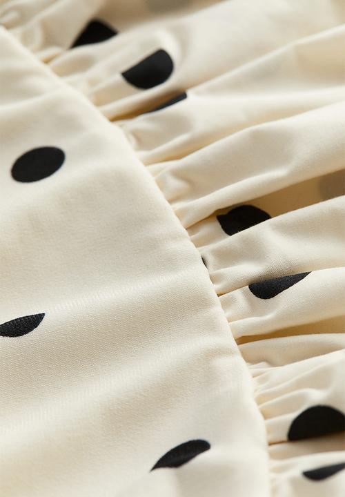 H&M - Bubble-hem tube top - cream spotted