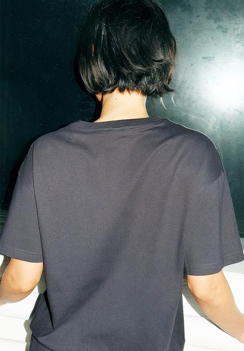 H&M - Oversized printed T-shirt - dark grey/nirvana