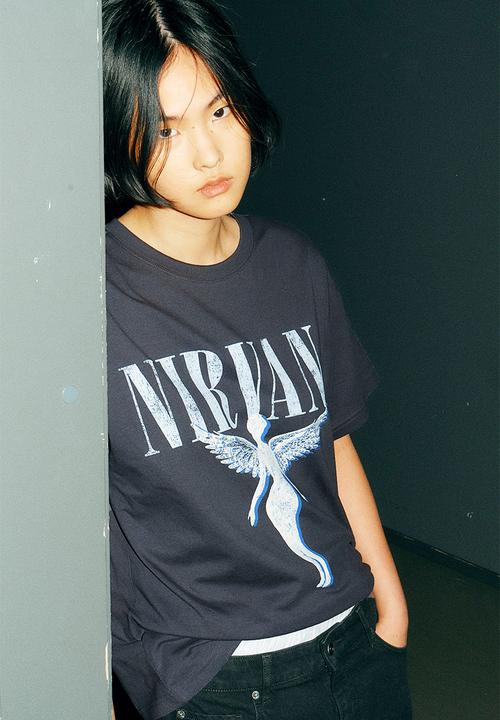 H&M - Oversized printed T-shirt - dark grey/nirvana