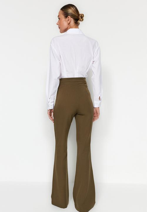 Trendyol - Spanish leg flare woven trousers - khaki