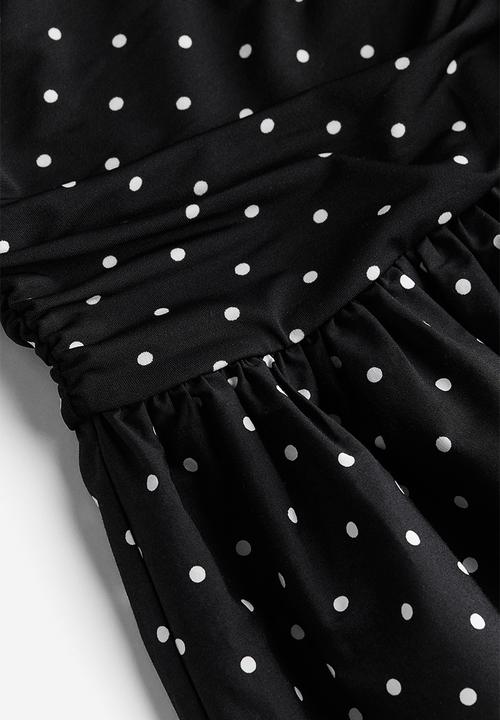 H&M - Gathered off-the-shoulder dress - black spotted