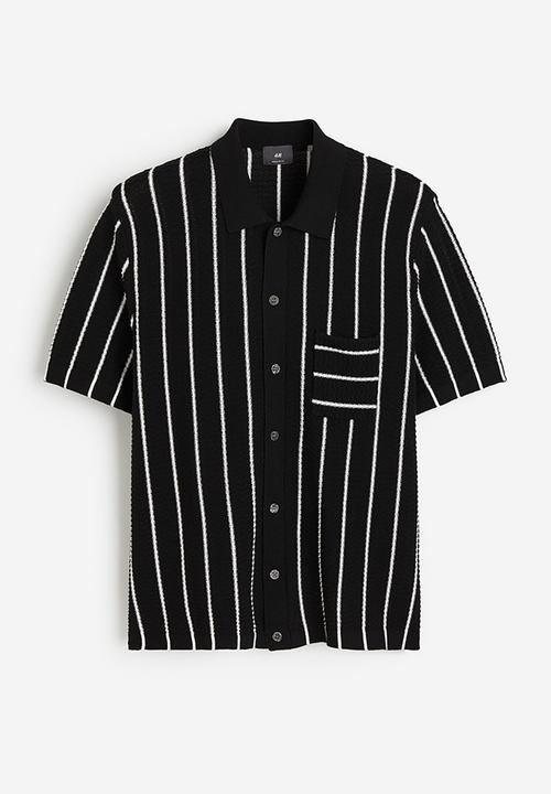 H&M - Regular fit textured-knit shirt - black,multi