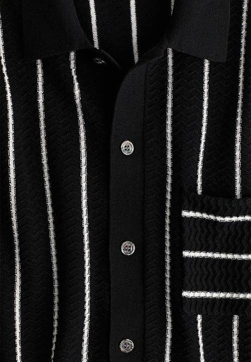 H&M - Regular fit textured-knit shirt - black,multi