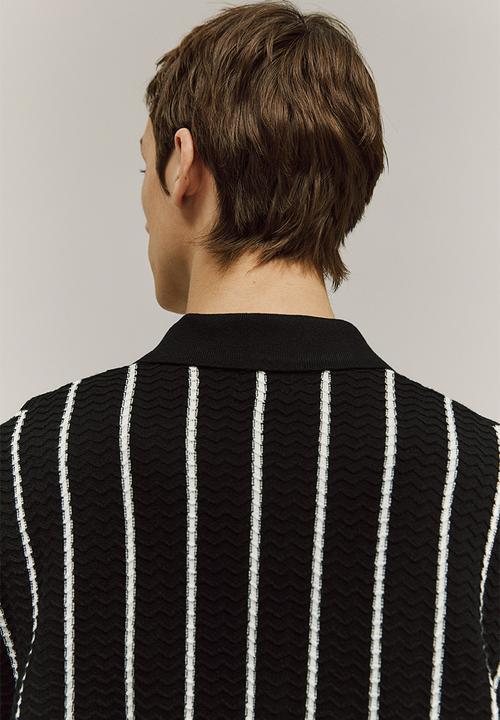 H&M - Regular fit textured-knit shirt - black,multi