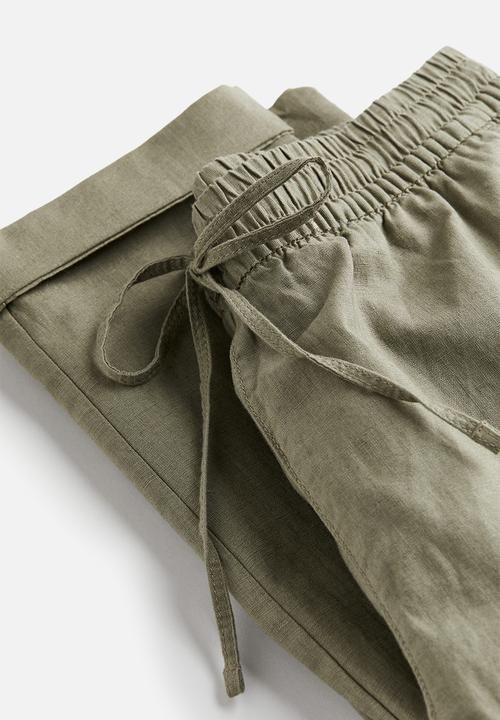 H&M - Linen-blend joggers - khaki green