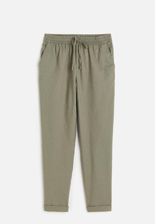 H&M - Linen-blend joggers - khaki green