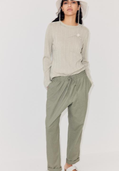 H&M - Linen-blend joggers - khaki green