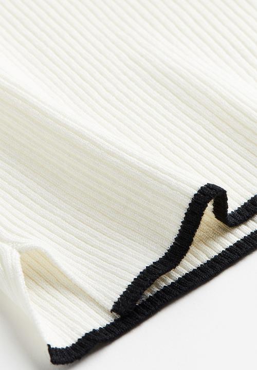 H&M - Rib-knit collared top - white