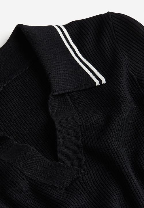 H&M - Rib-knit collared top - black