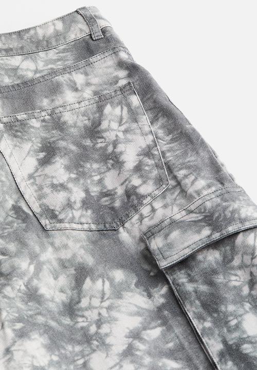 H&M - Twill cargo trousers - grey tie-dye